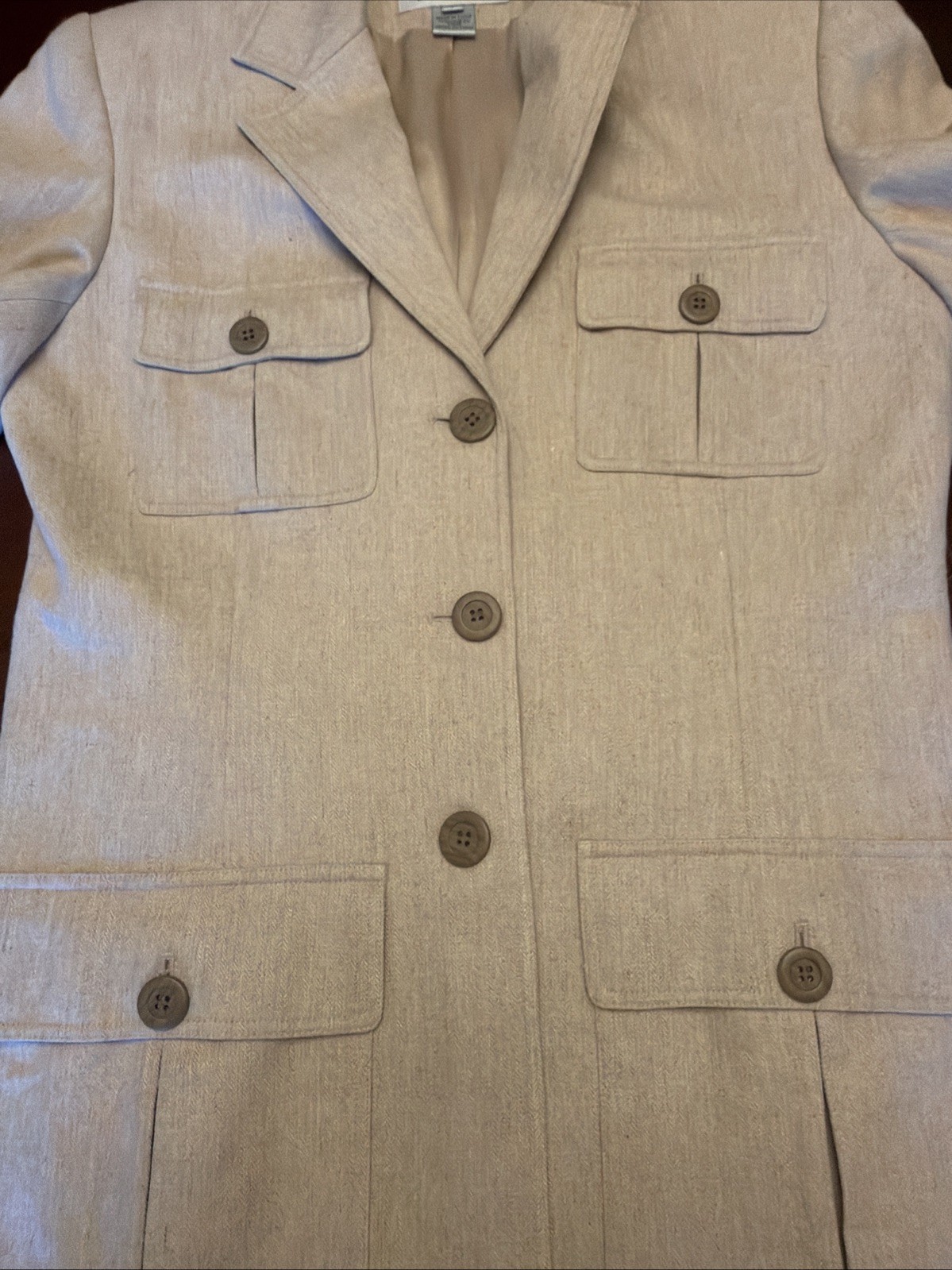 NWT Talbots Collection Beige Linen Blend Safari Style Jacket Size 6 MSRP $ 208