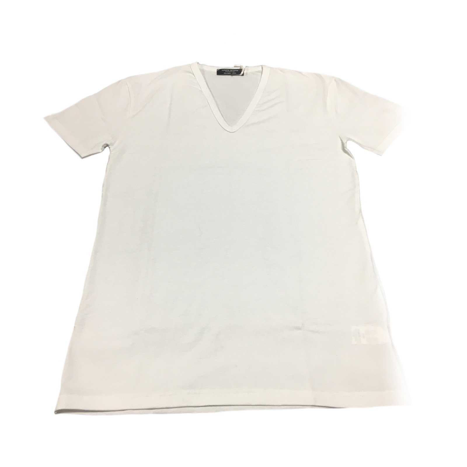 Iacopo Petroni Men’s White V-Neck Shirt 94% Cotton 6% Elastane MADE IN ITALY