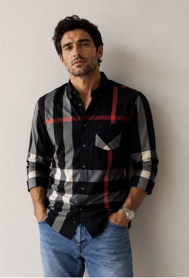BURBERRY London England Sz L Men’s Shirt Oversized Dark Nova Check MSRP $650