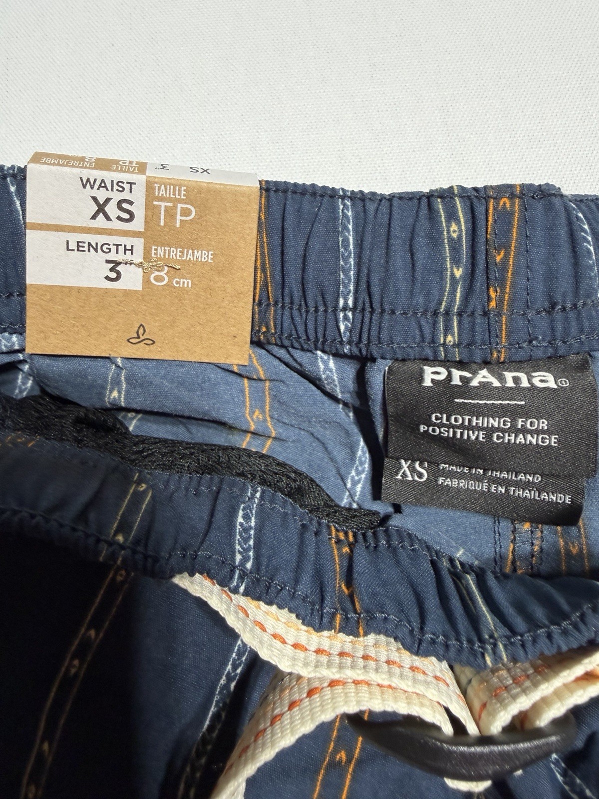 NWT prAna Indio Heritage Short Men’s XS Stormy Night Striped Drawstring $75