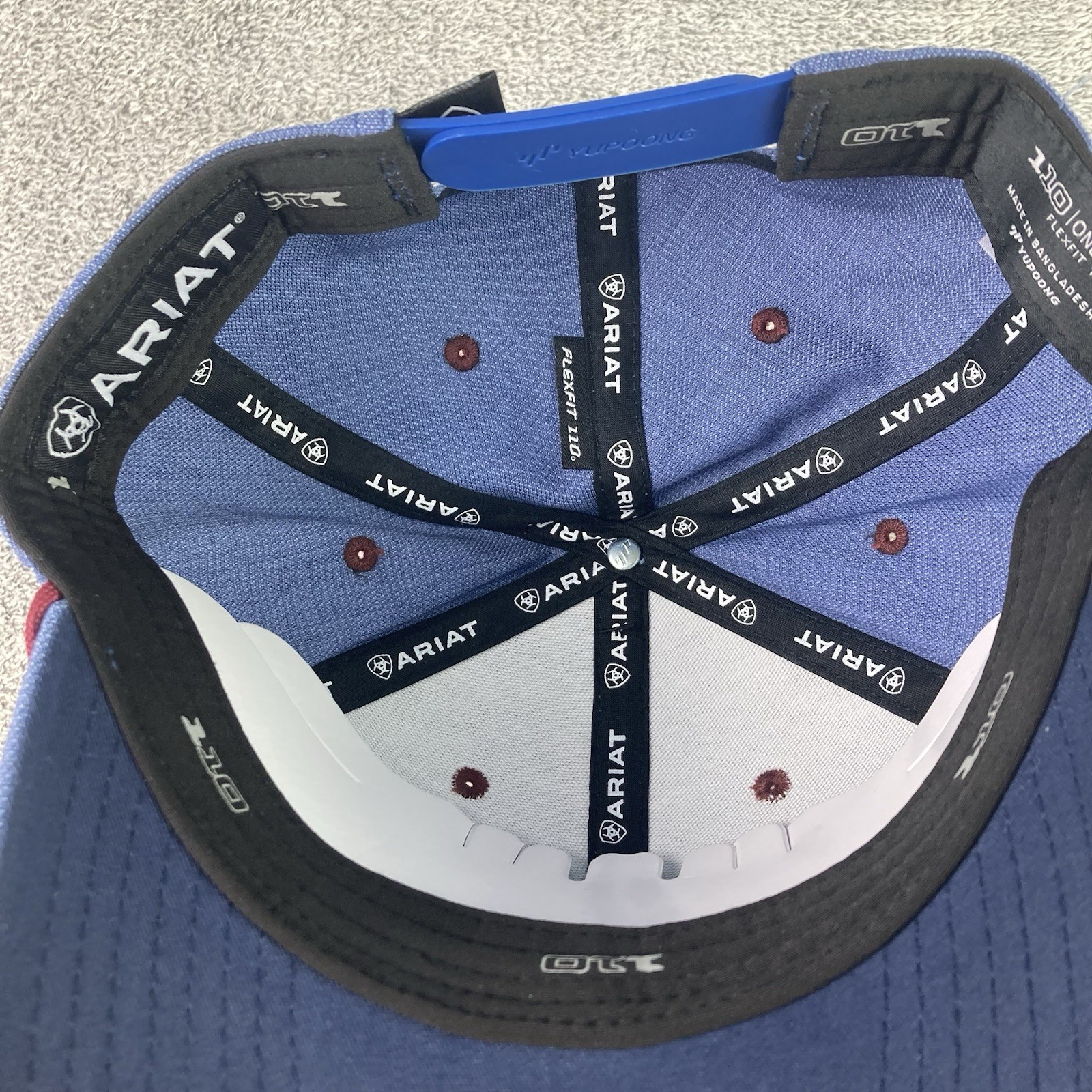 Ariat Mens Flexfit Tech 110 Adjustable Snapback Cap Hat Rope Cord Blue/Red