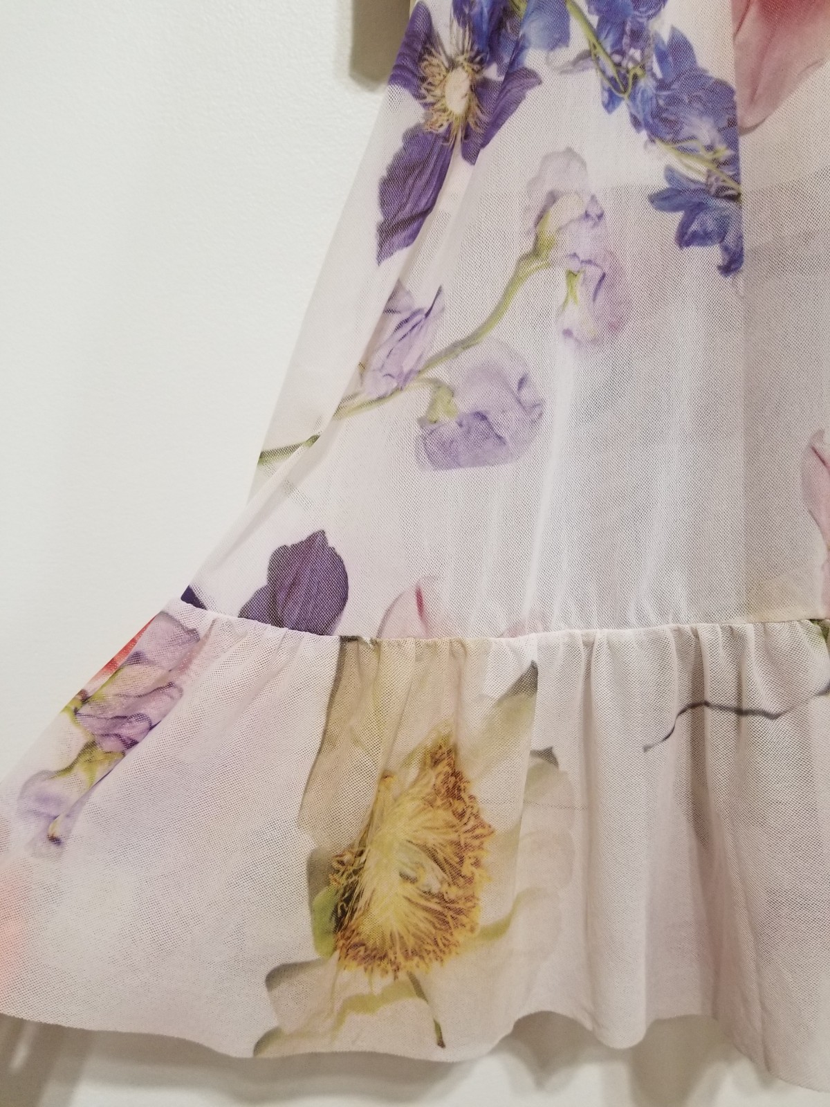 NWT GANNI Floral Mesh Ruffled Wrap Midi Skirt White Size EU 36/ US4 $225