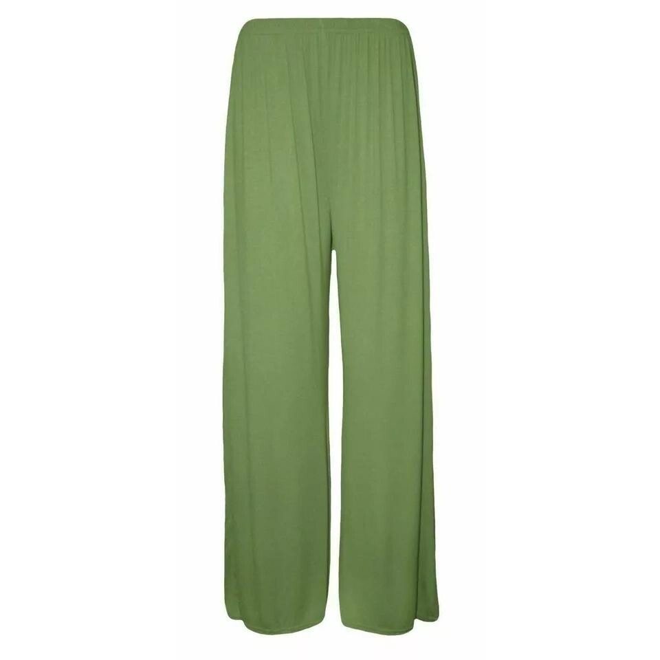 Ladies Palazzo Wide Leg Flared Elasticated Stretch Plain Trousers Womens Wide