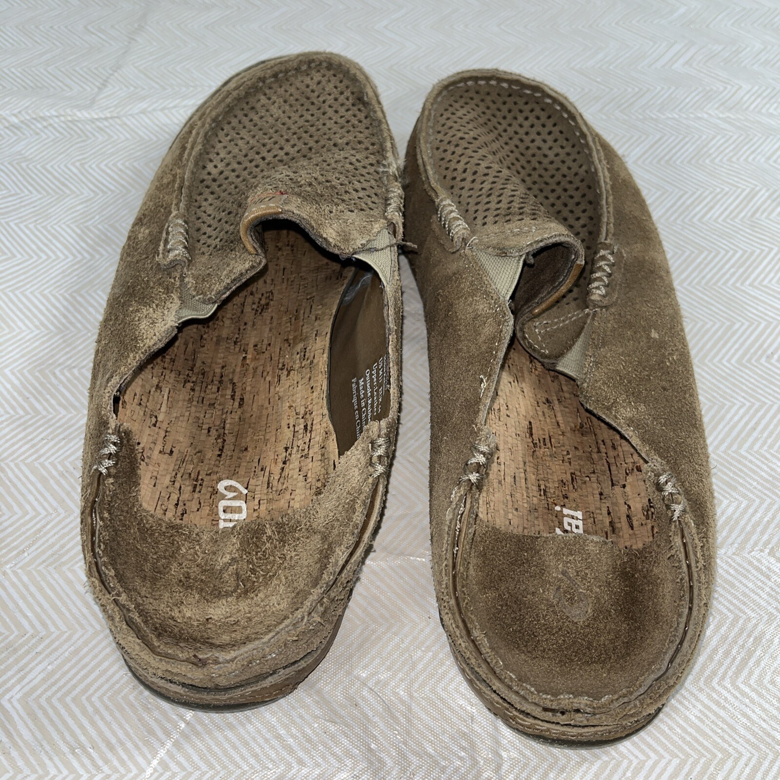 OluKai Mens Moloa Kohana Brown Tan Nubuck Leather Shoes Sz 11 Loafer 10184-1010