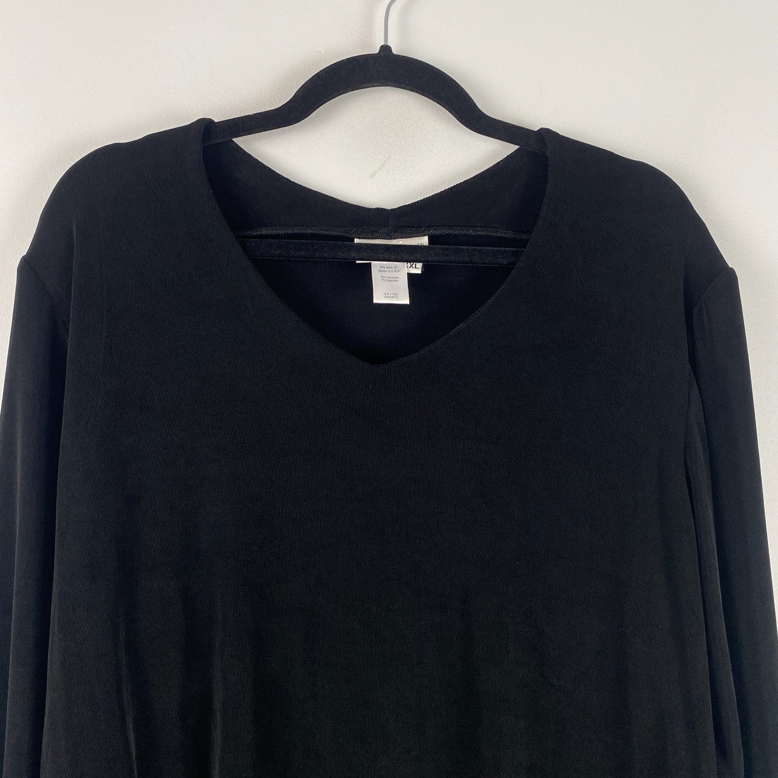 Coldwater Creek Travel Slinky Knit 3/4 Sleeve Top Size XXL Black Stretch