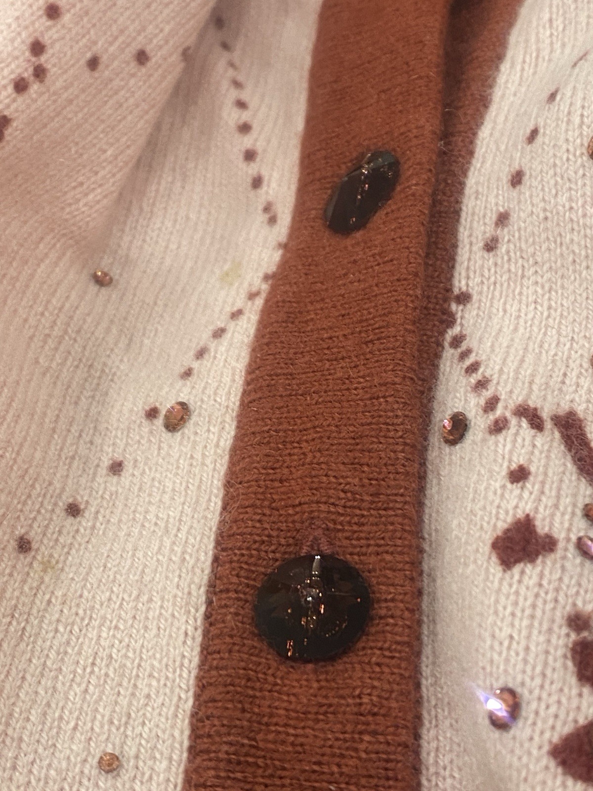 Erdos 100% Cashmere Cardigan M 95 Crystal Buttons Up Quiet Luxury Diamontes Pink