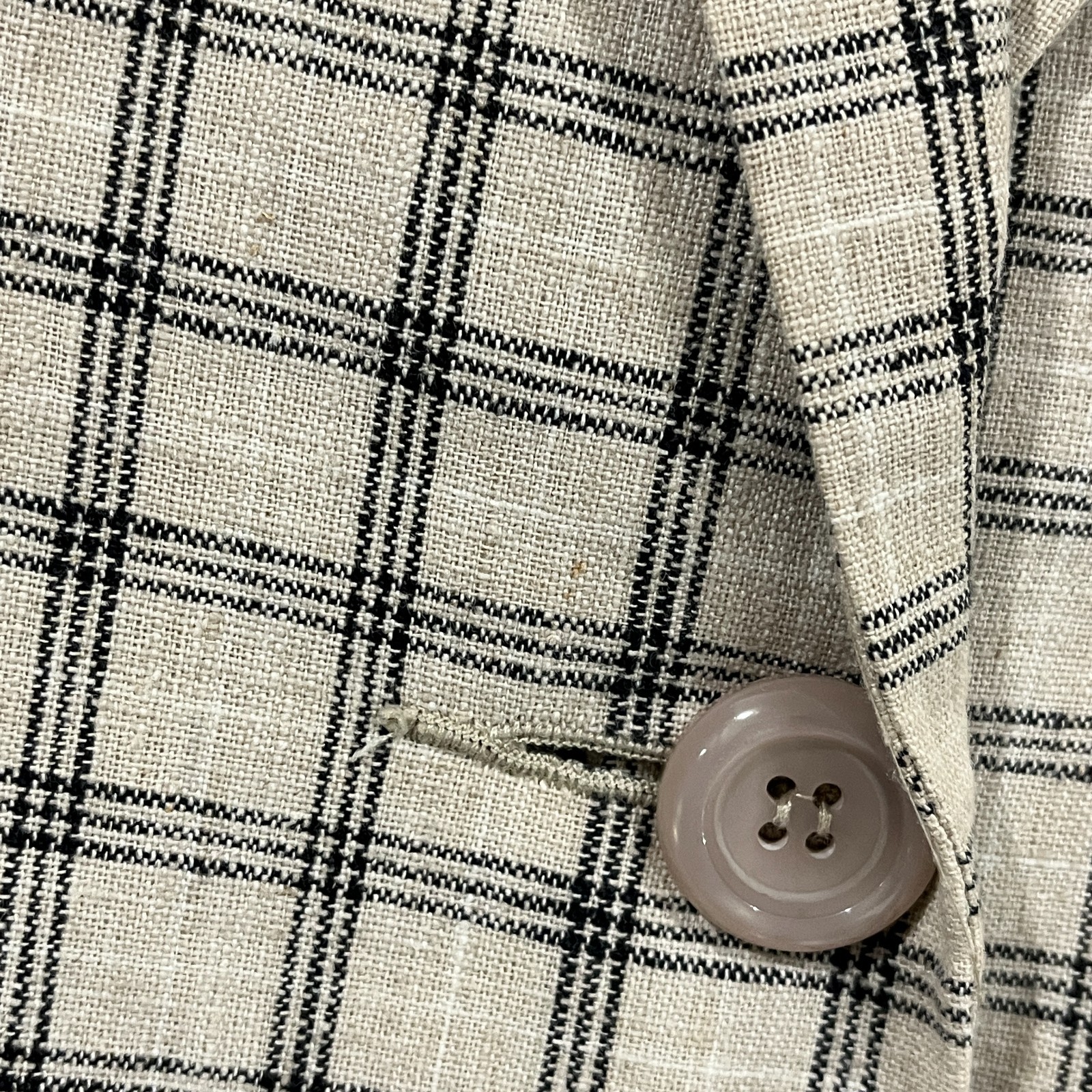 Adolfo Studio Women’s Linen Blend Blazer 8 Petite Plaid Office Preppy Career 90s