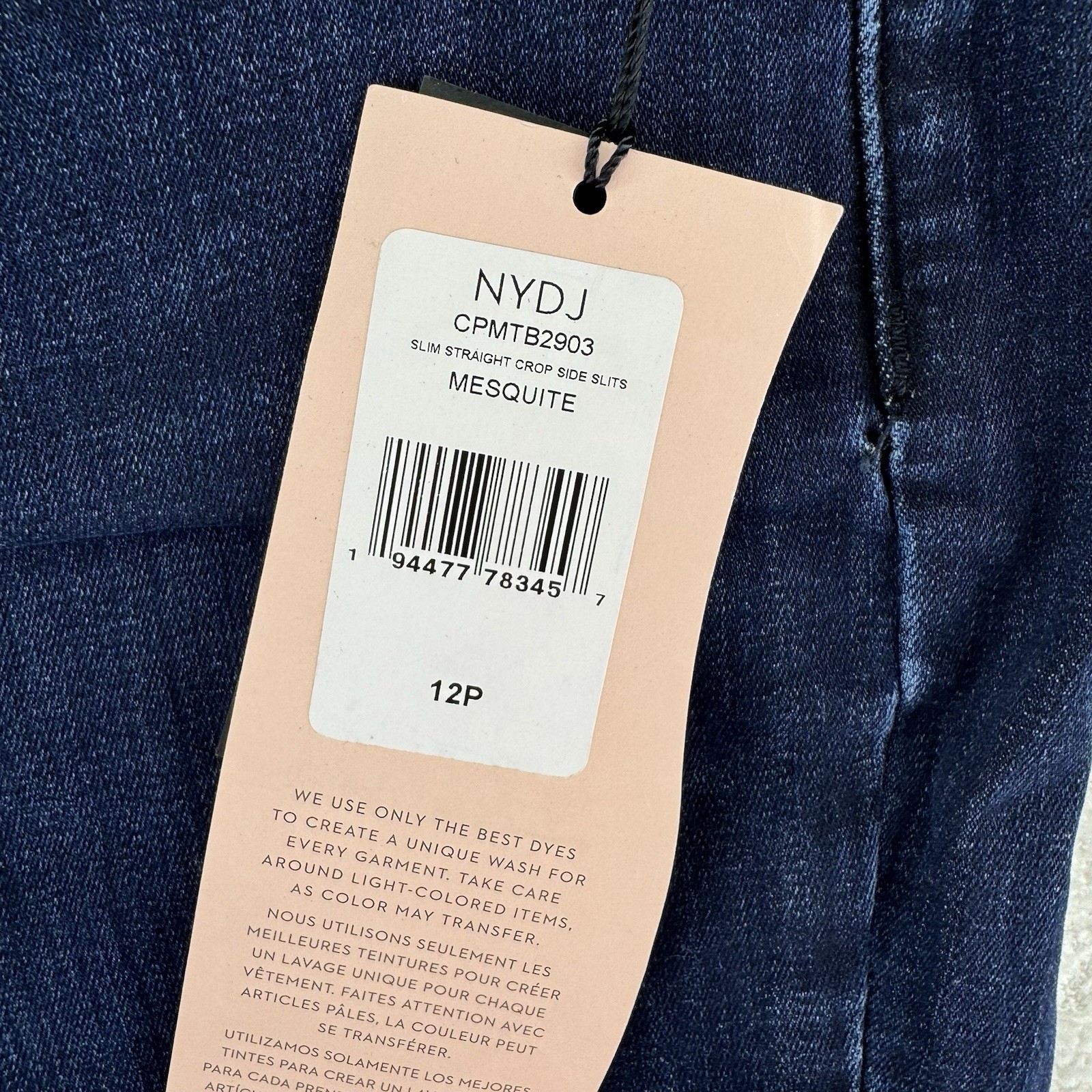 NYDJ Curves 360 Slim Straight Capri Denim Jeans Size 12P Mesquite Blue