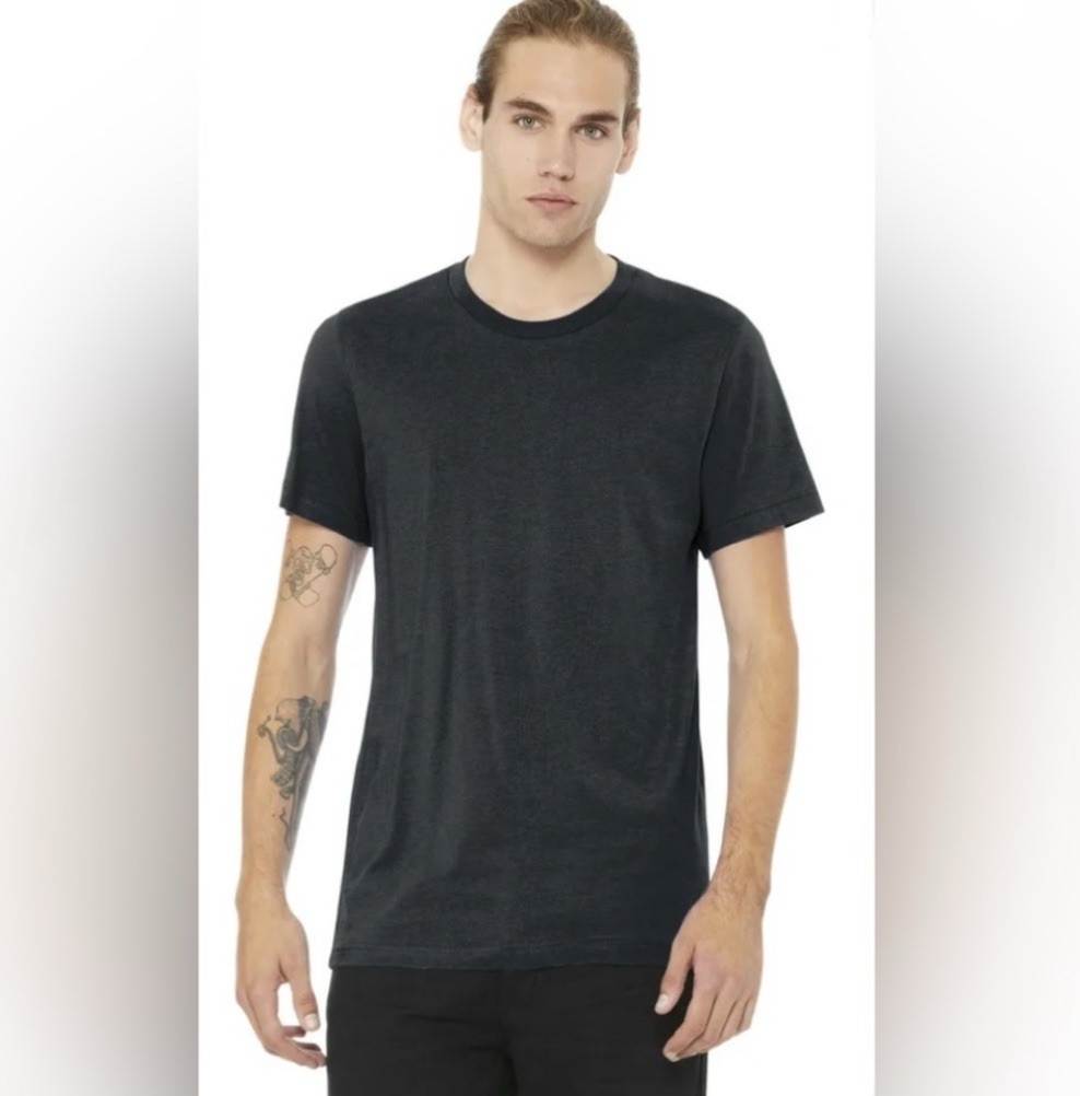 NWT Bella + Canvas Heather Grey Black T-Shirt Size XL Short Sleeve Jersey $25