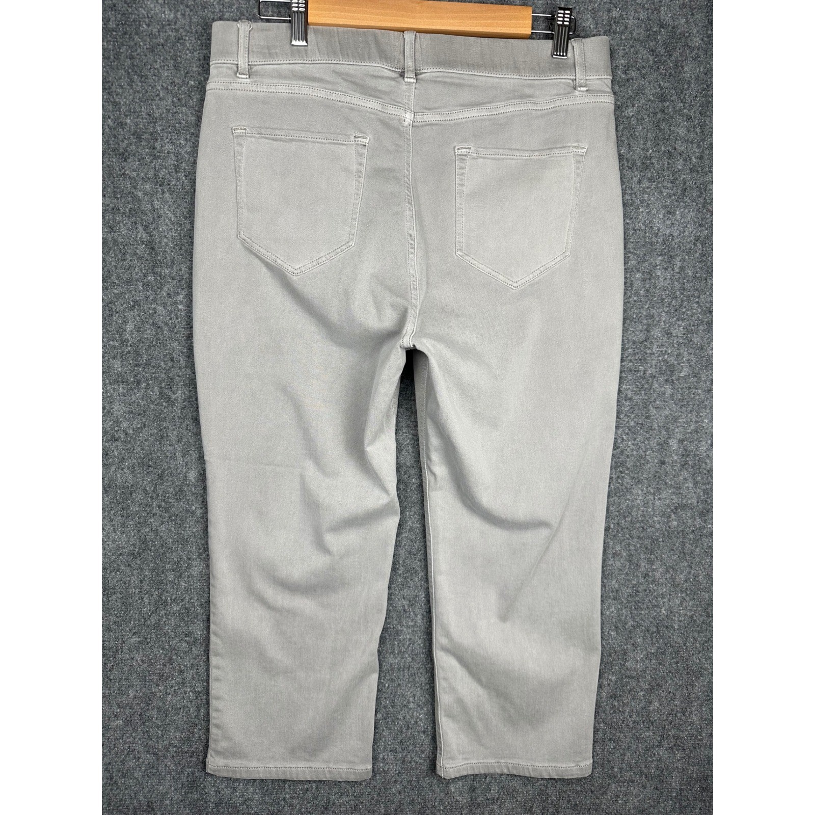 J.Jill Womens High Rise Cropped Pull On Jeans 14P Grey Stretch Denim Capri Pants