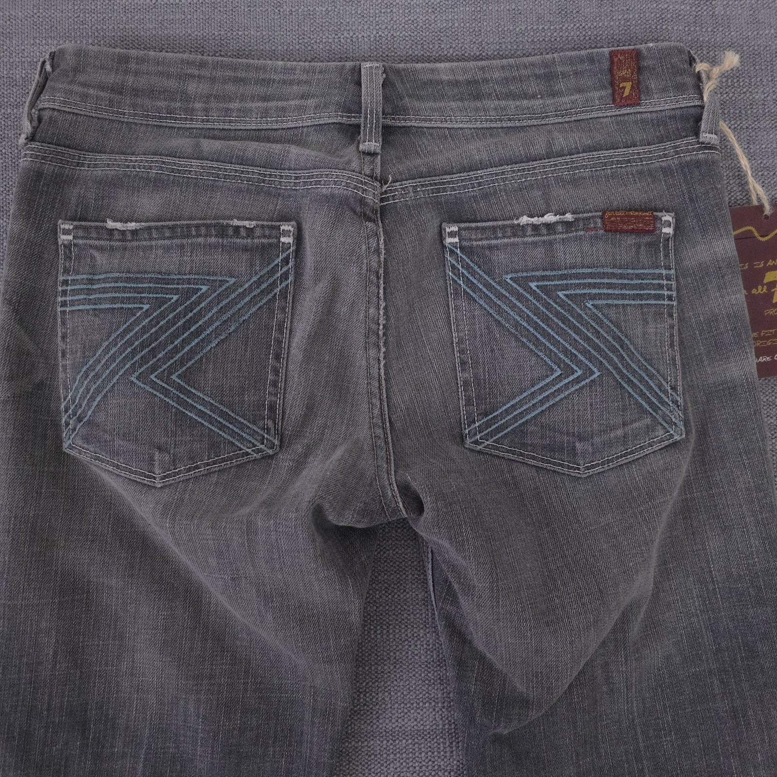NWT Seven For All Mankind Flynt Gray Jeans Bootcut Size 27 (29×33.5) Made In USA