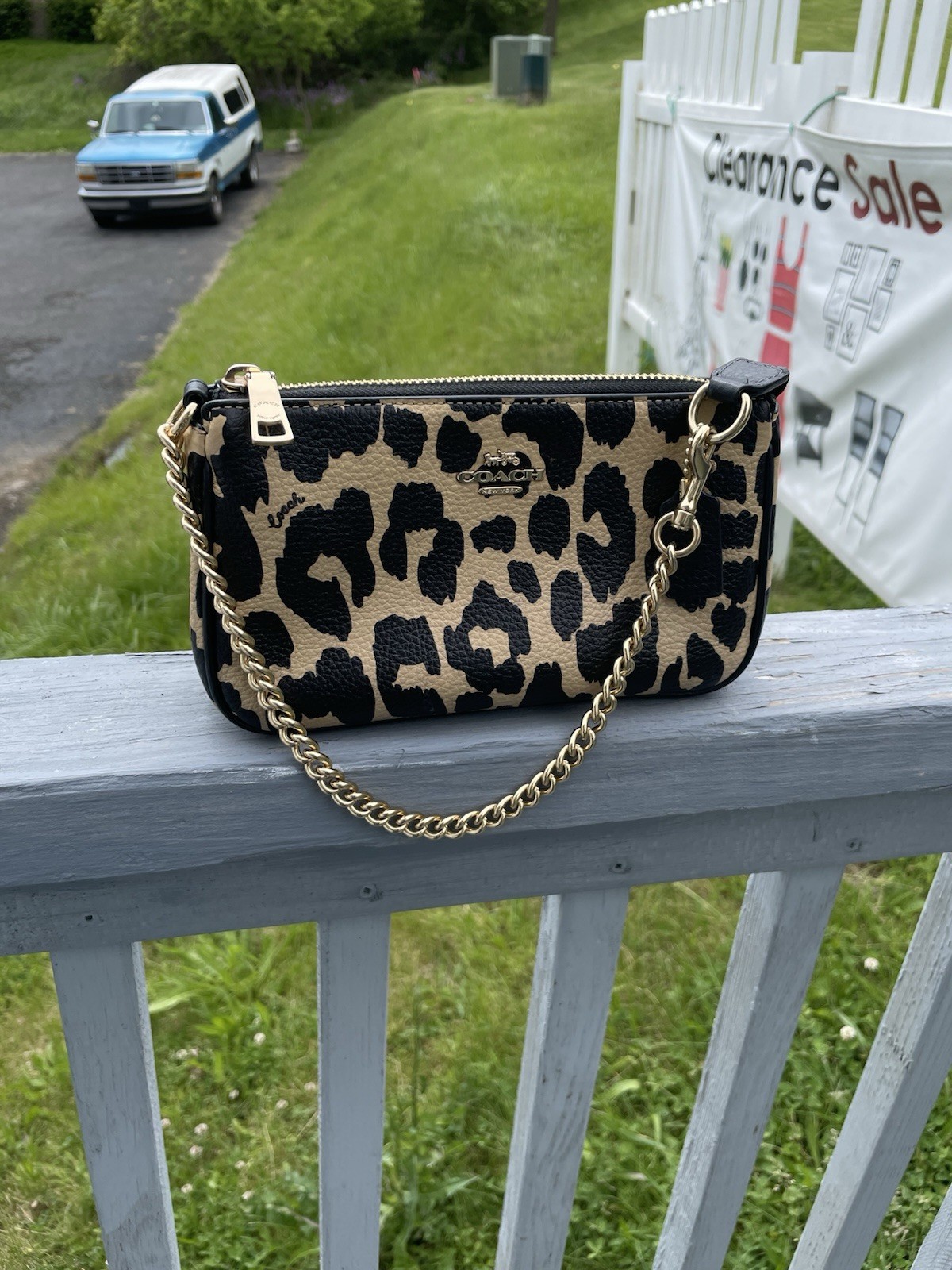 Coach Nolita 19 Women’s Little Bag With Leopard print Pattern And Gold Chain