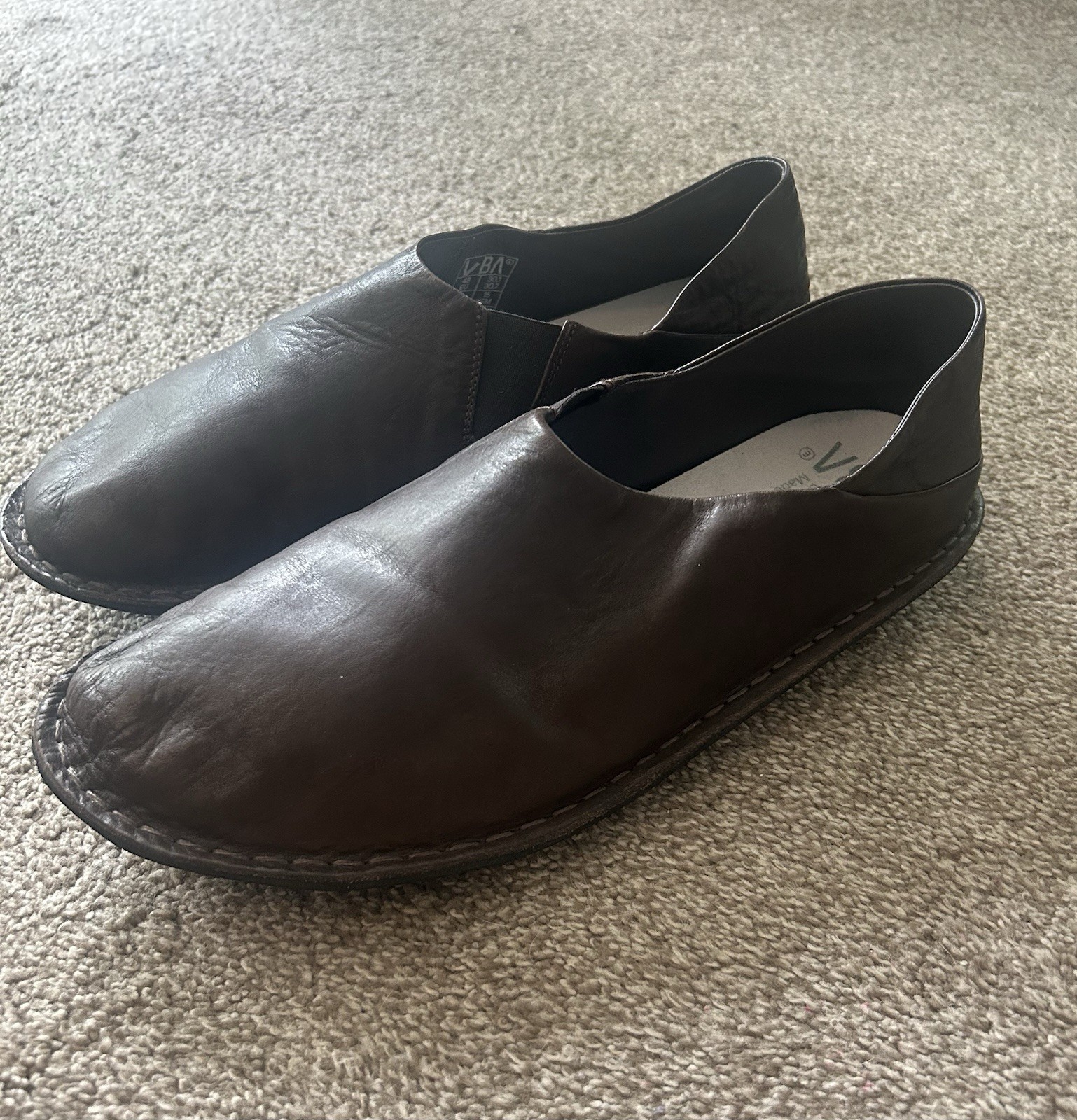 VIBA Zuma Leather Cocoa Brown Slip On Ergonomic Shoes Mens 15 EU 48