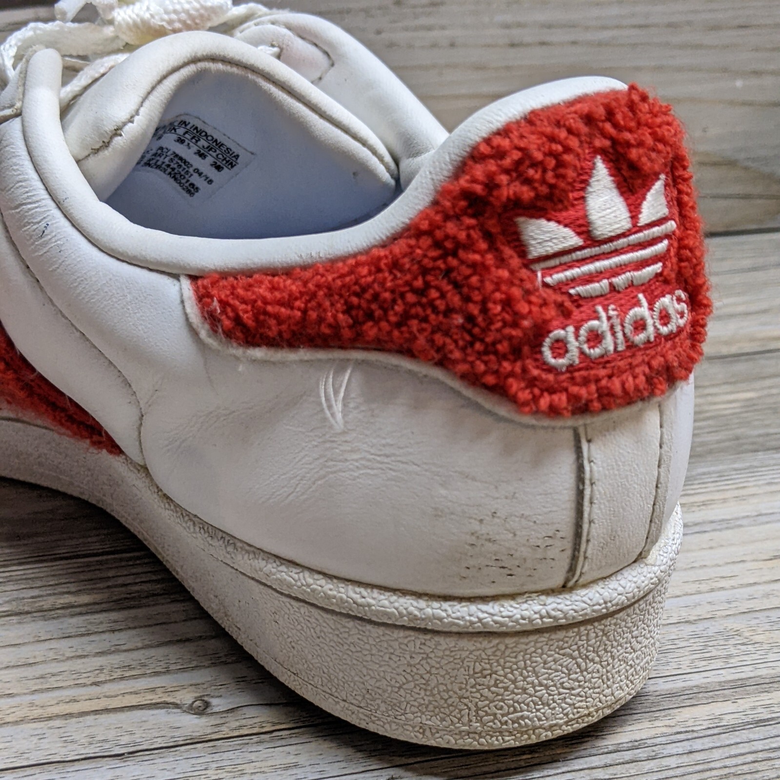 Adidas Womens Originals Superstar Sneakers # S76151 3 Stripe Red Terry Size 7.5