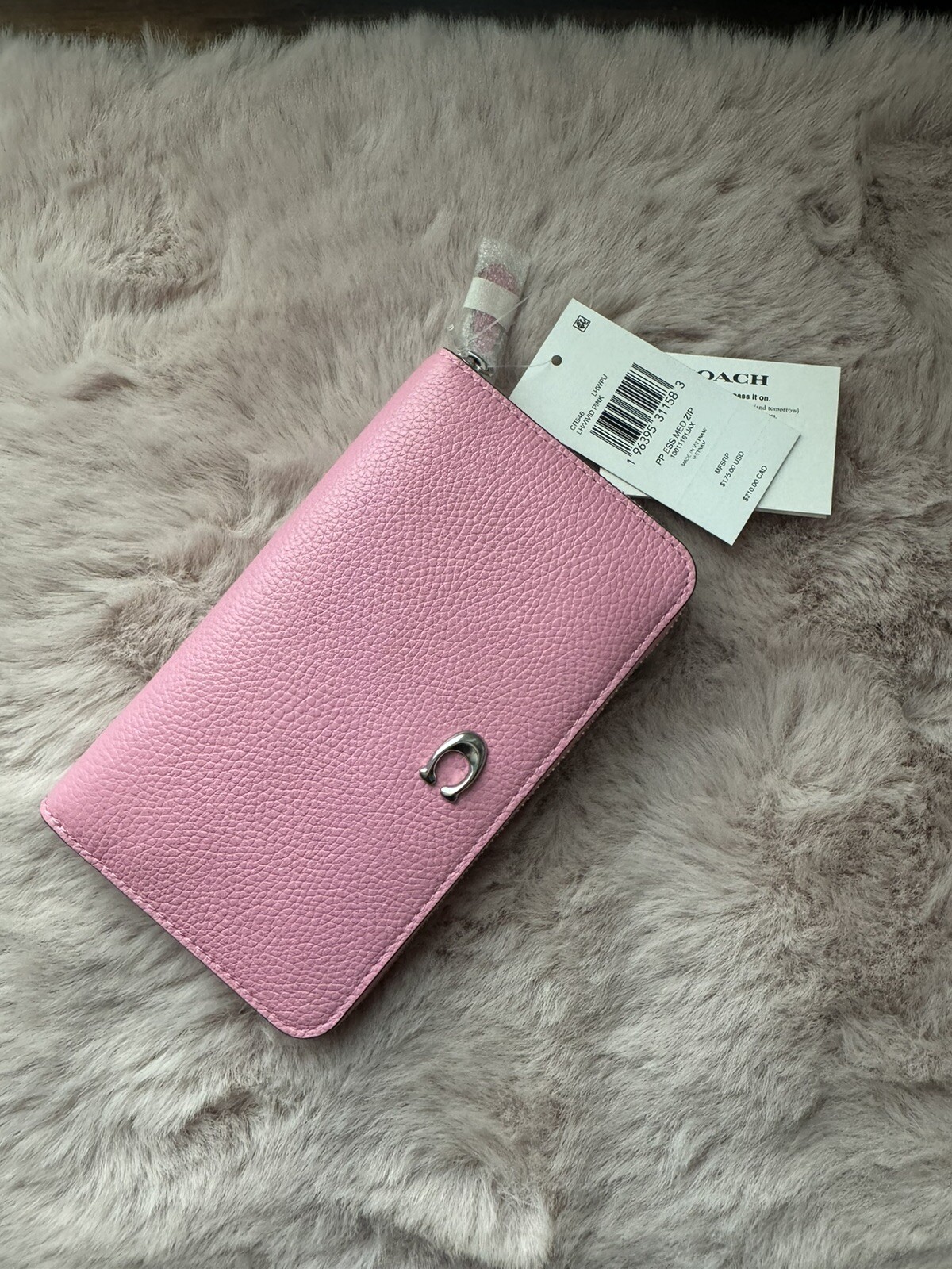 Coach Essential Medium Zip Around Wallet CR546 IN Silver/Vivid Pink
