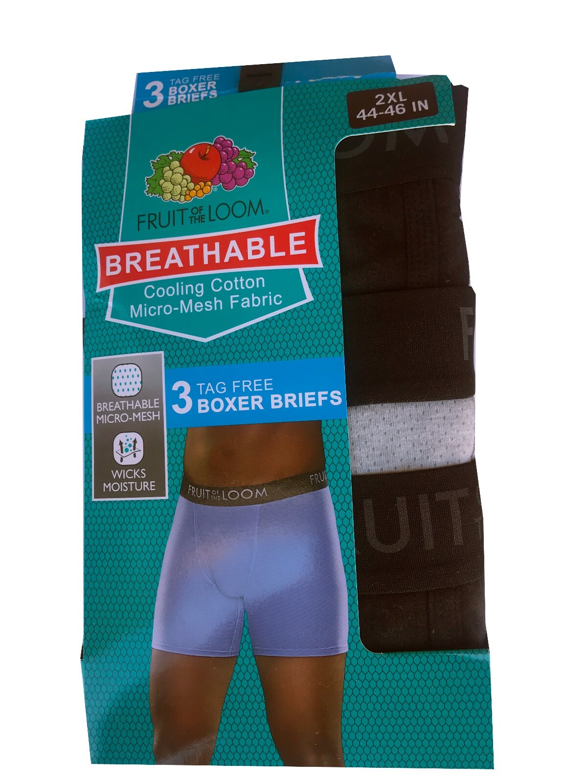 Fruit of the Loom® BIG MEN’S 3-PACK BOXER BRIEFS “BREATHABLE-COOLING COTTON”