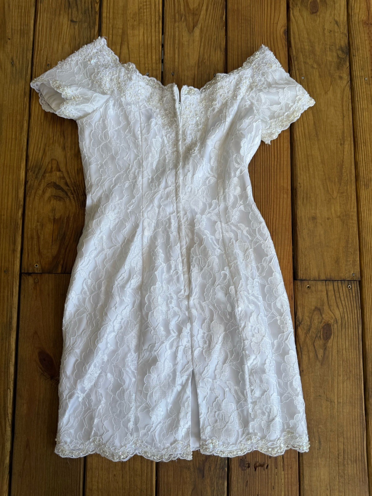 Mori Lee Short Lace Sequin Wedding Or Reception Dress W Sweetheart Neckline 12