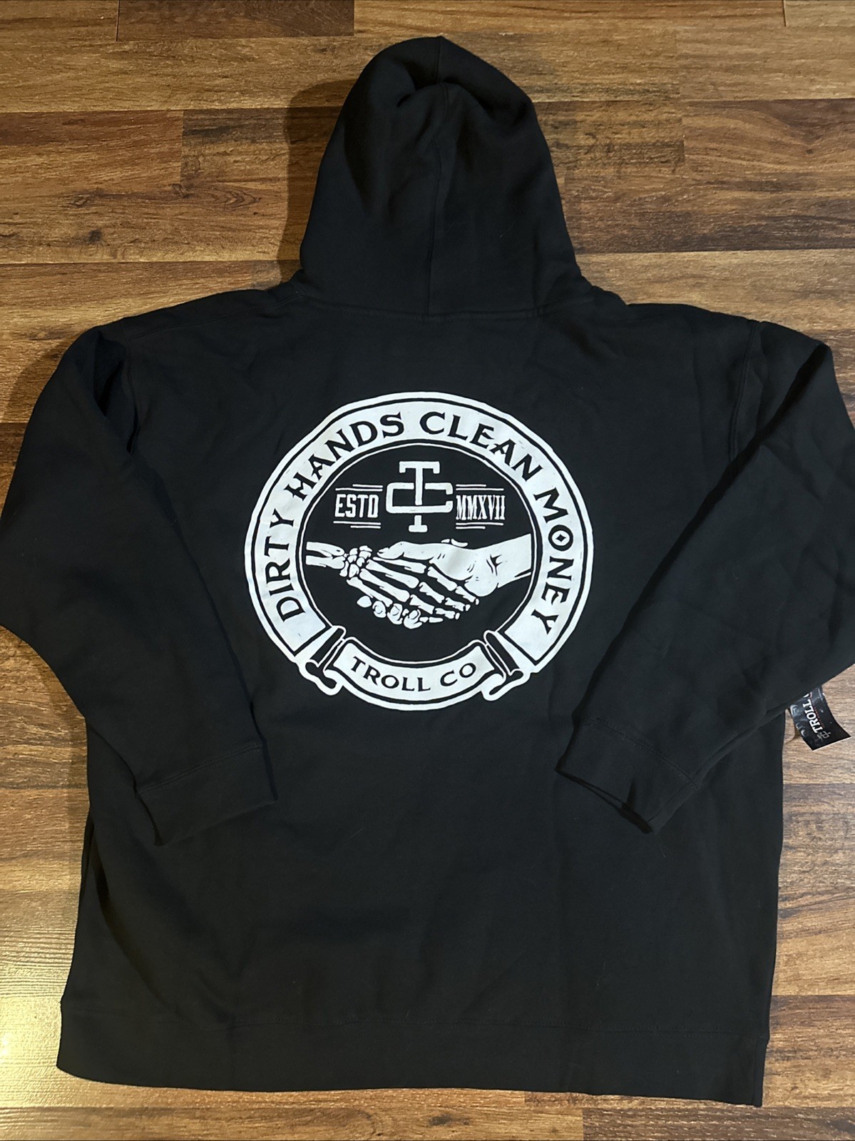 Troll Co Hoodie Men’s 4XL Black Dirty Hands Clean Money Pullover Retro Logo NWT