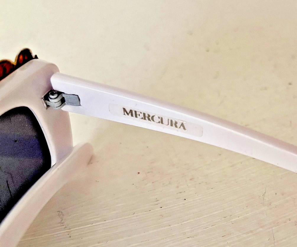 Lacquered Brass Rococo on Plastic Sunglasses 5 3/4″ W x 1 3/4″ H x 6″ arm