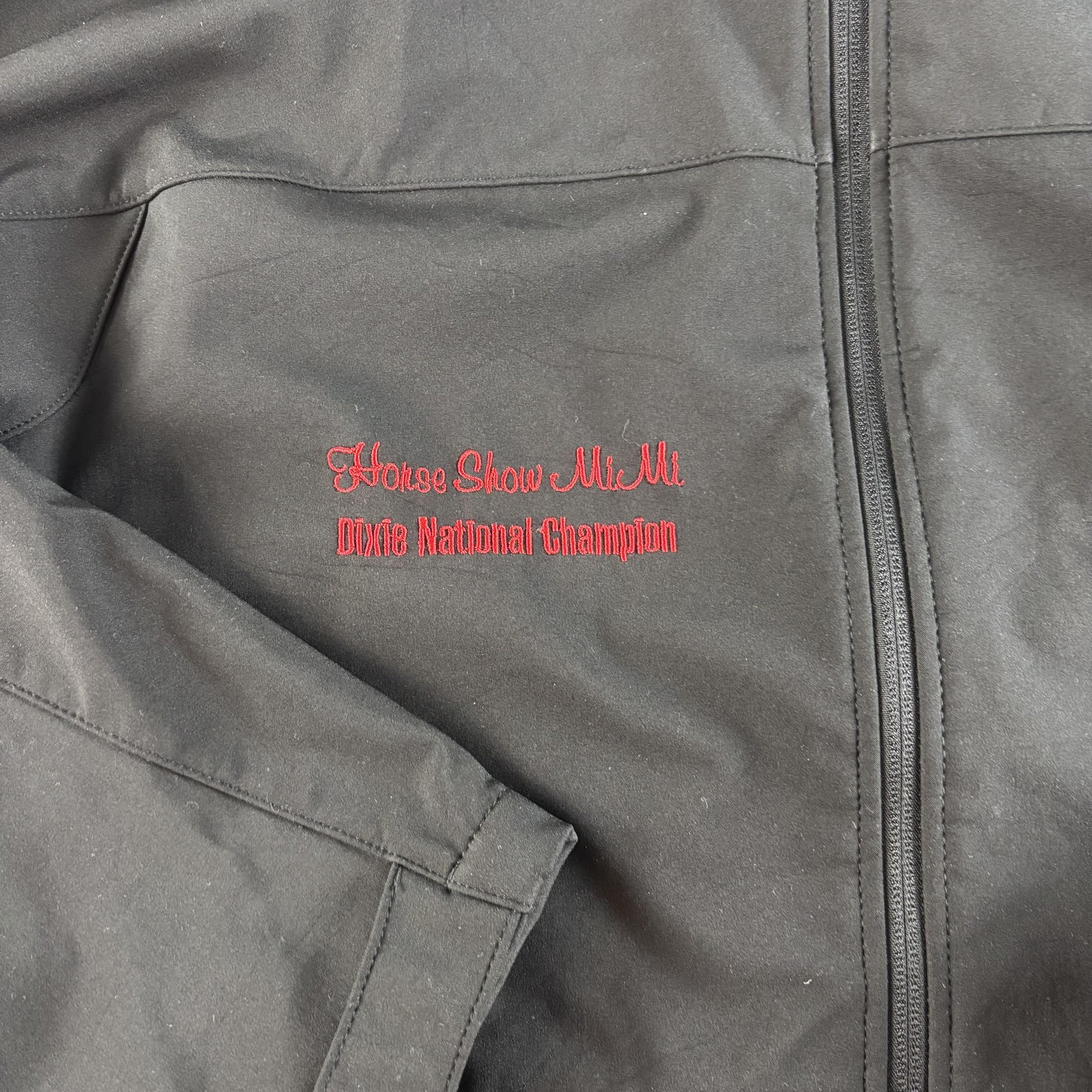 Dixie National Quarter Horse Show Jacket Womens Small Black Soft Shell Sponsor