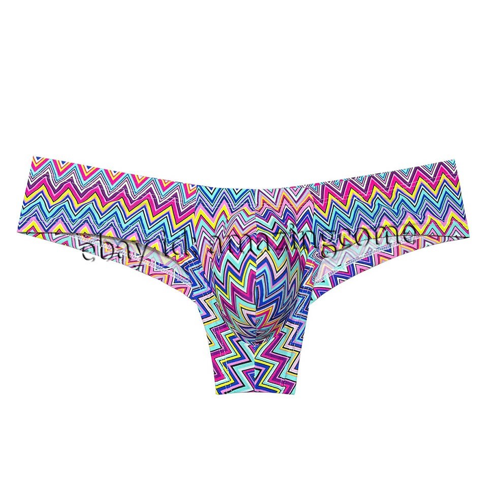 Men Printed Brazilian Bikini Underwear Enhance Bulge Pouch Mini Boxer Briefs
