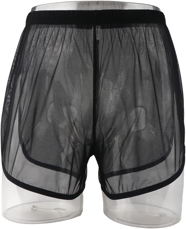 Men’s Boxer Shorts Loose Split Side Mesh See-Through Breathable Underwear Boxers