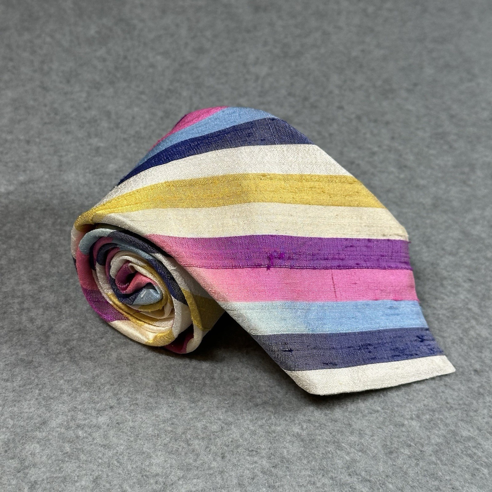 Vintage J Press Silk Tie Multicolor Stripe Italian Fabric Classic Ivy 58×3.25in