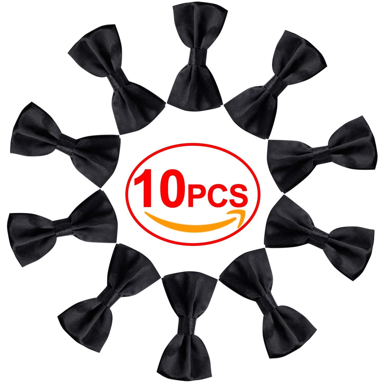 10 Pcs Elegant black Pre-tied Bow ties Formal Tuxedo Bowtie Set with Adjustab…