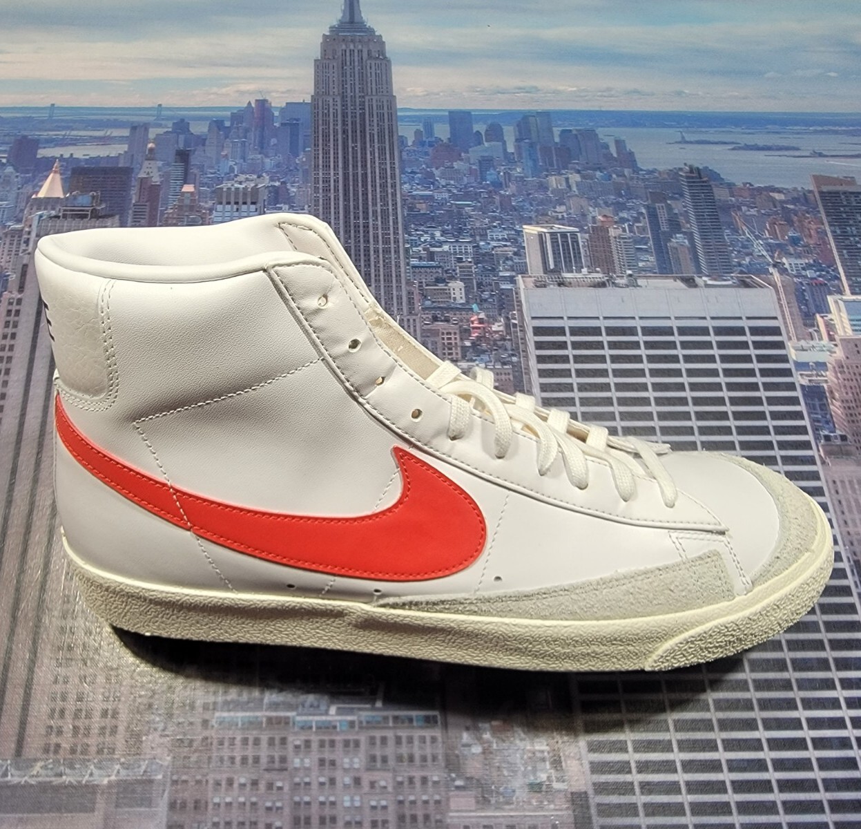 Nike Blazer Mid ’77 Vintage White/Habanero Red-Blue Mens Size 14 BQ6806 117 New