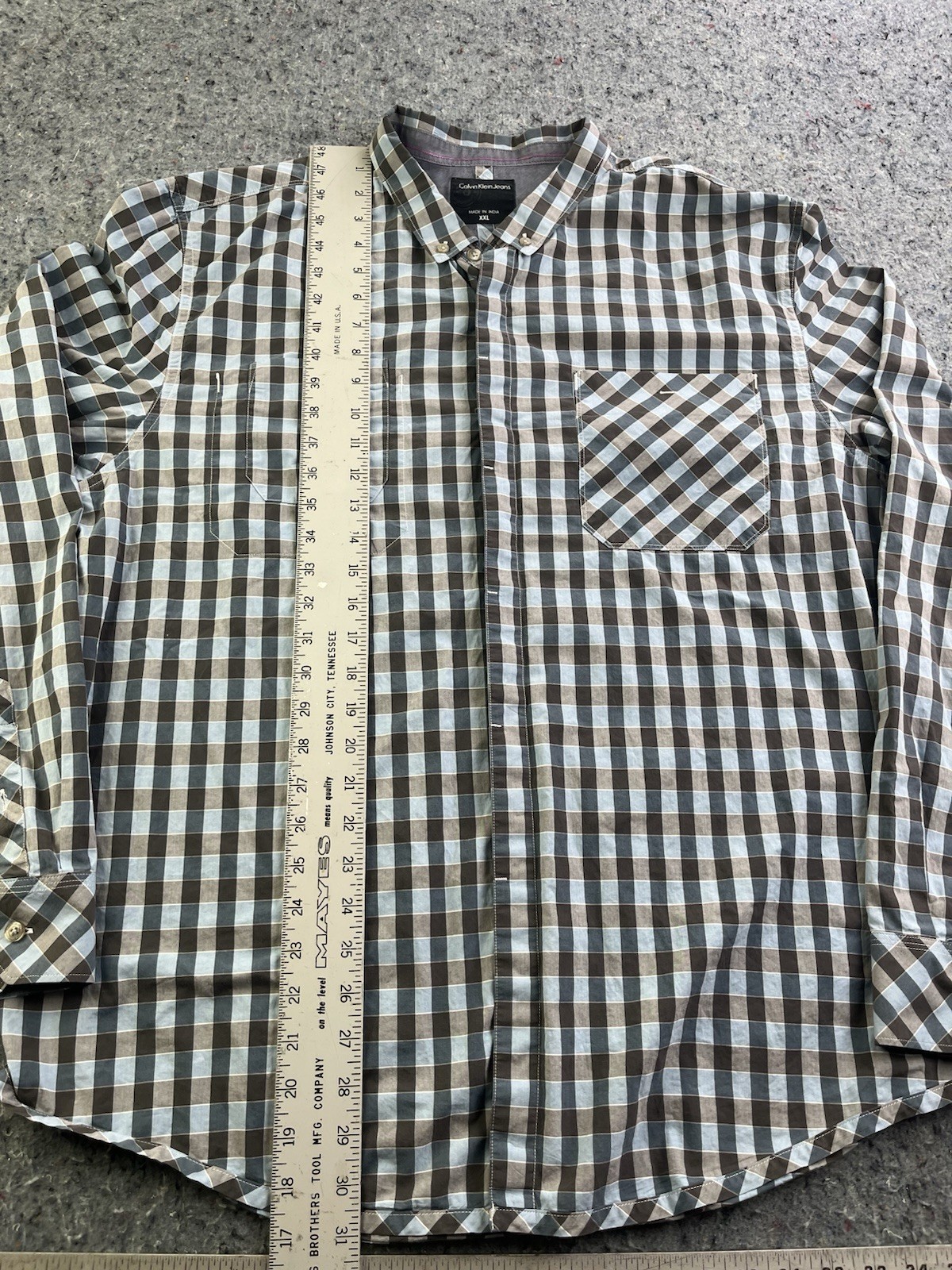 Calvin Klein Mens XXL Plaid Button Up Shirt Multicolor Cotton/ Polyester Blend