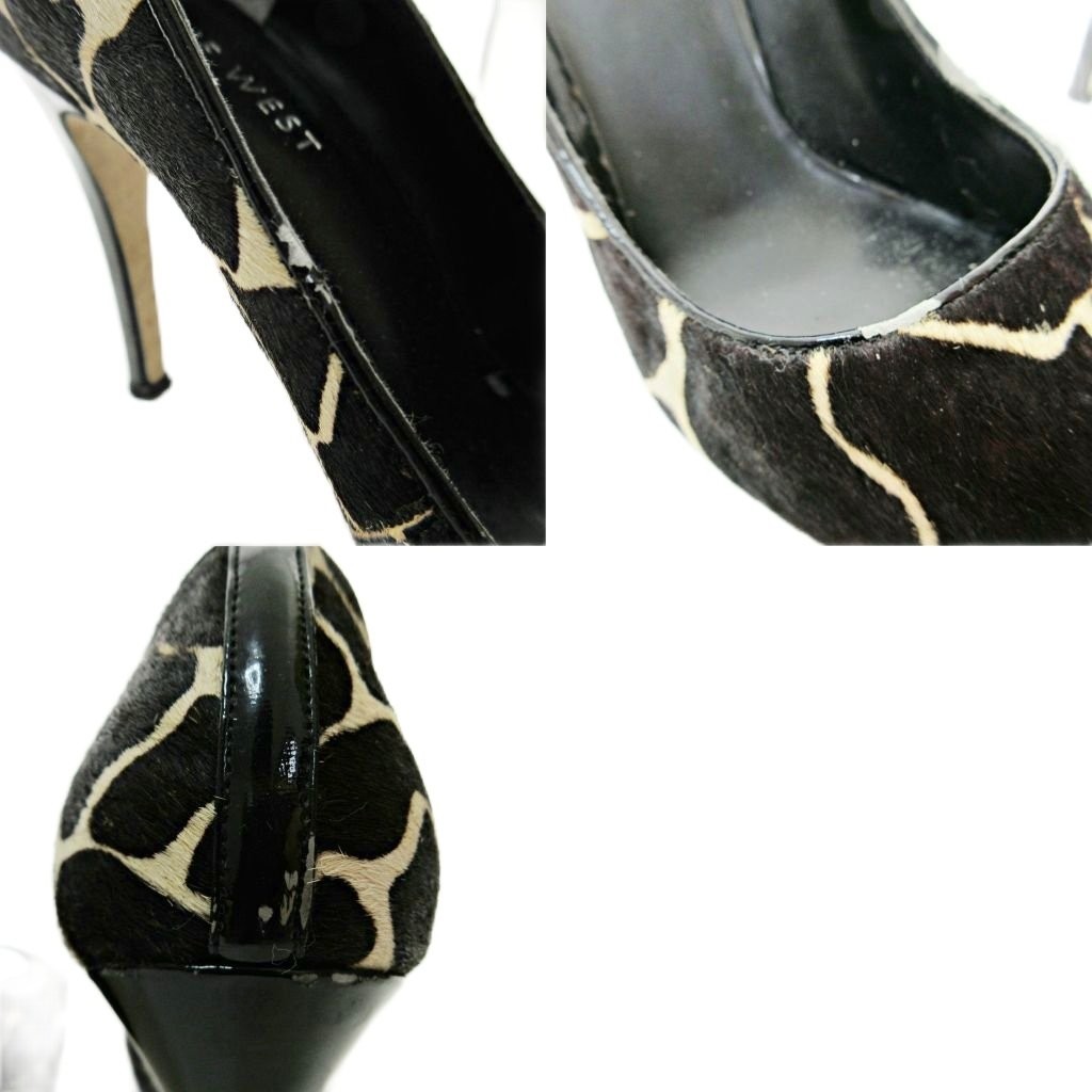 NINE WEST Giraffe Pattern Leather Pumps Brown 5/22cm (8.66in) B Condition