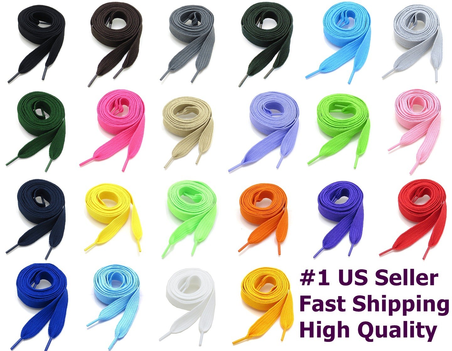 (2 Pairs) FLAT WIDE SHOELACES THICK SHOE LACES 52″ LONG SALE NEW