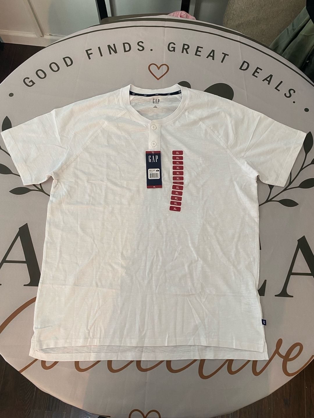 Gap Men’s Short Sleeve Raglan Henley Shirt in Bright White