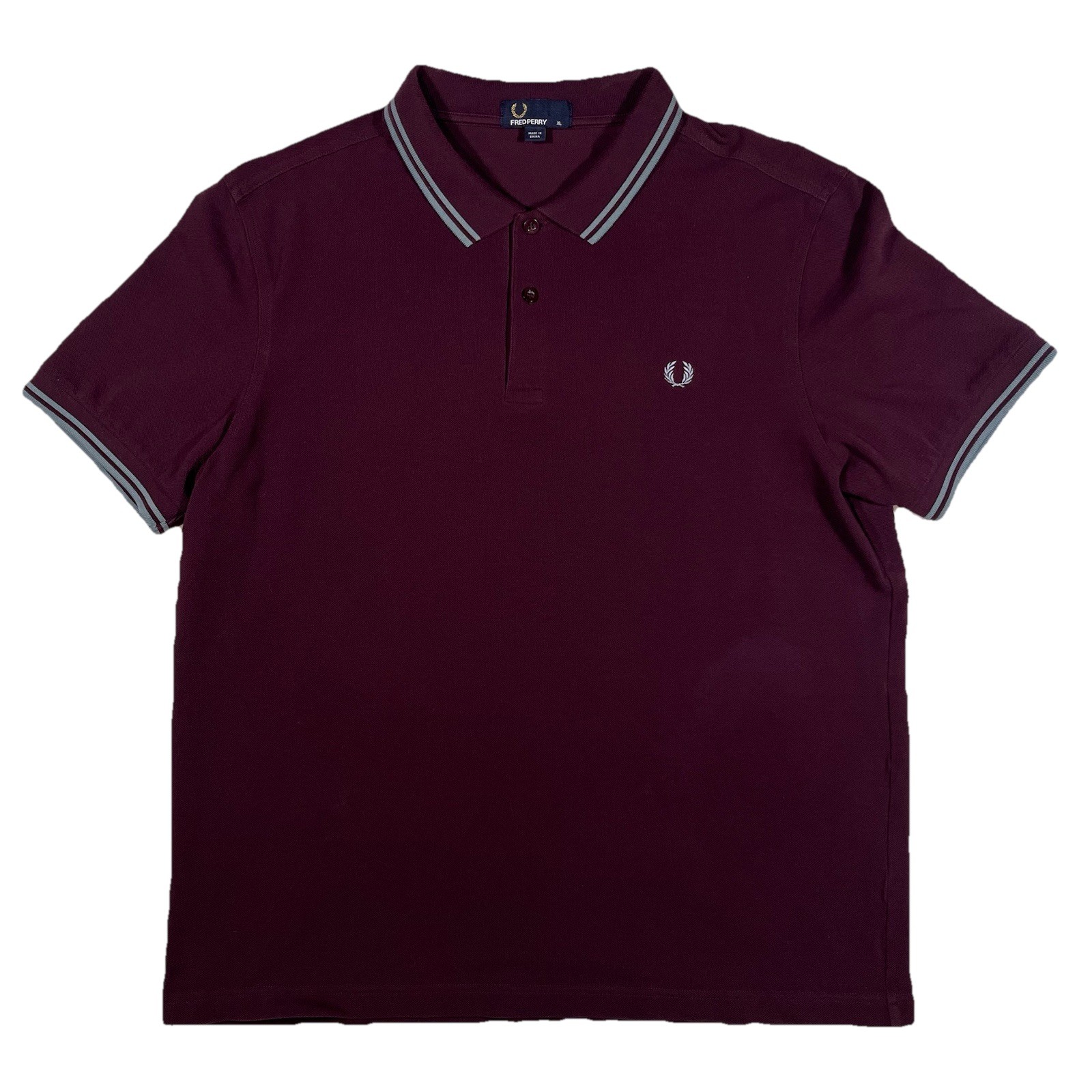 Fred Perry M3600 Twin Tipped Pique Polo Shirt Mens XL Oxblood Sky Blue Ska Oi