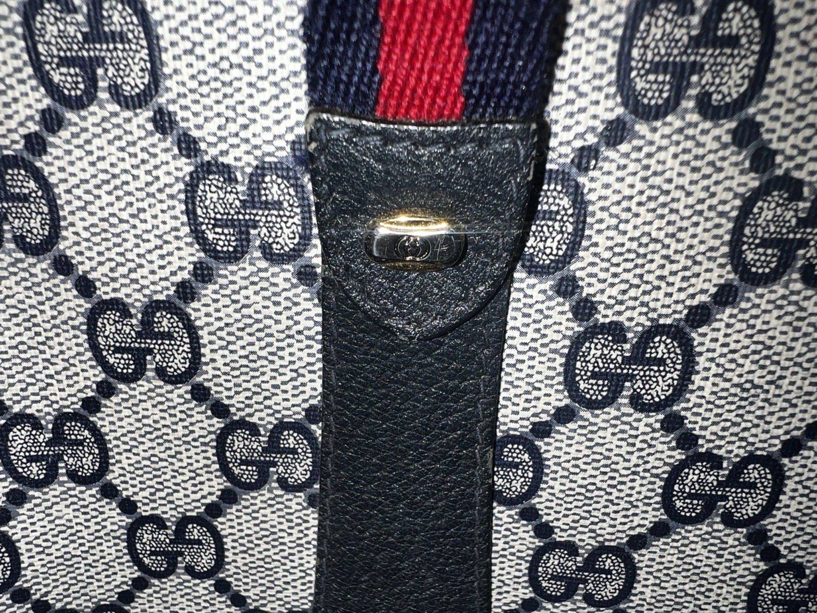 Vintage Gucci GG Supreme Monogram Small Top Handle Tote Navy Italy