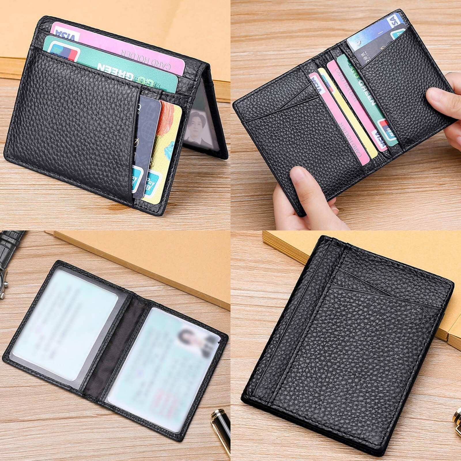 Mens Wallet Front Pocket Slim Wallet Genuine Leather ID Holder Card Case US FAST