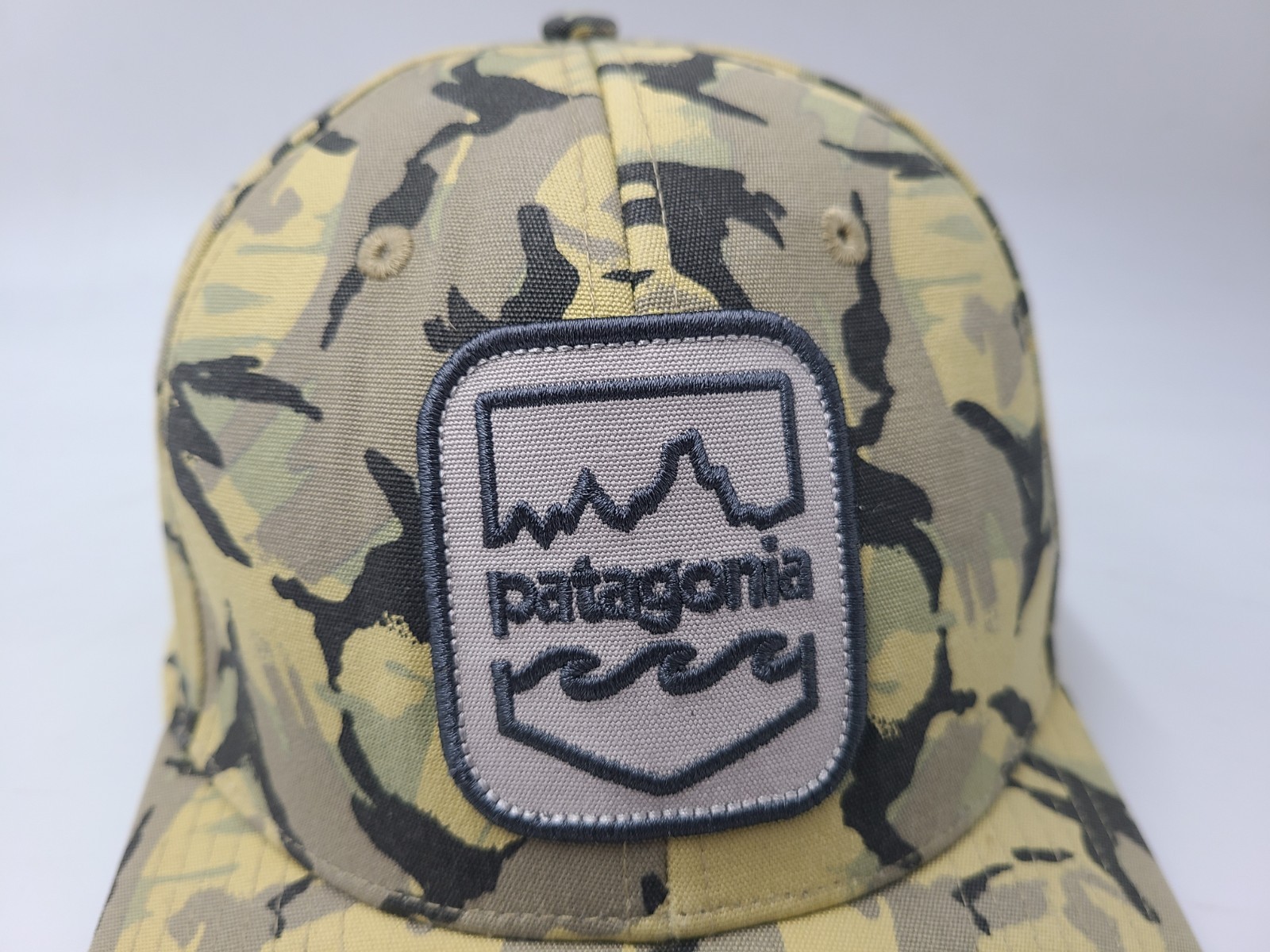 Patagonia Patch Roger That Camo Snapback Hat Cap Hike Outdoors Men Women Yellow