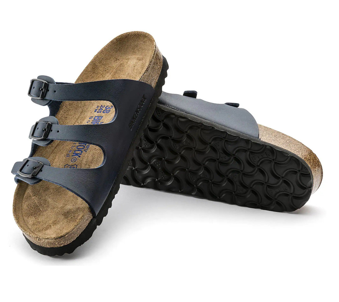Birkenstock Florida Birko-Flor in Blue Three-Strap Soft Footbed Unisex Sandals