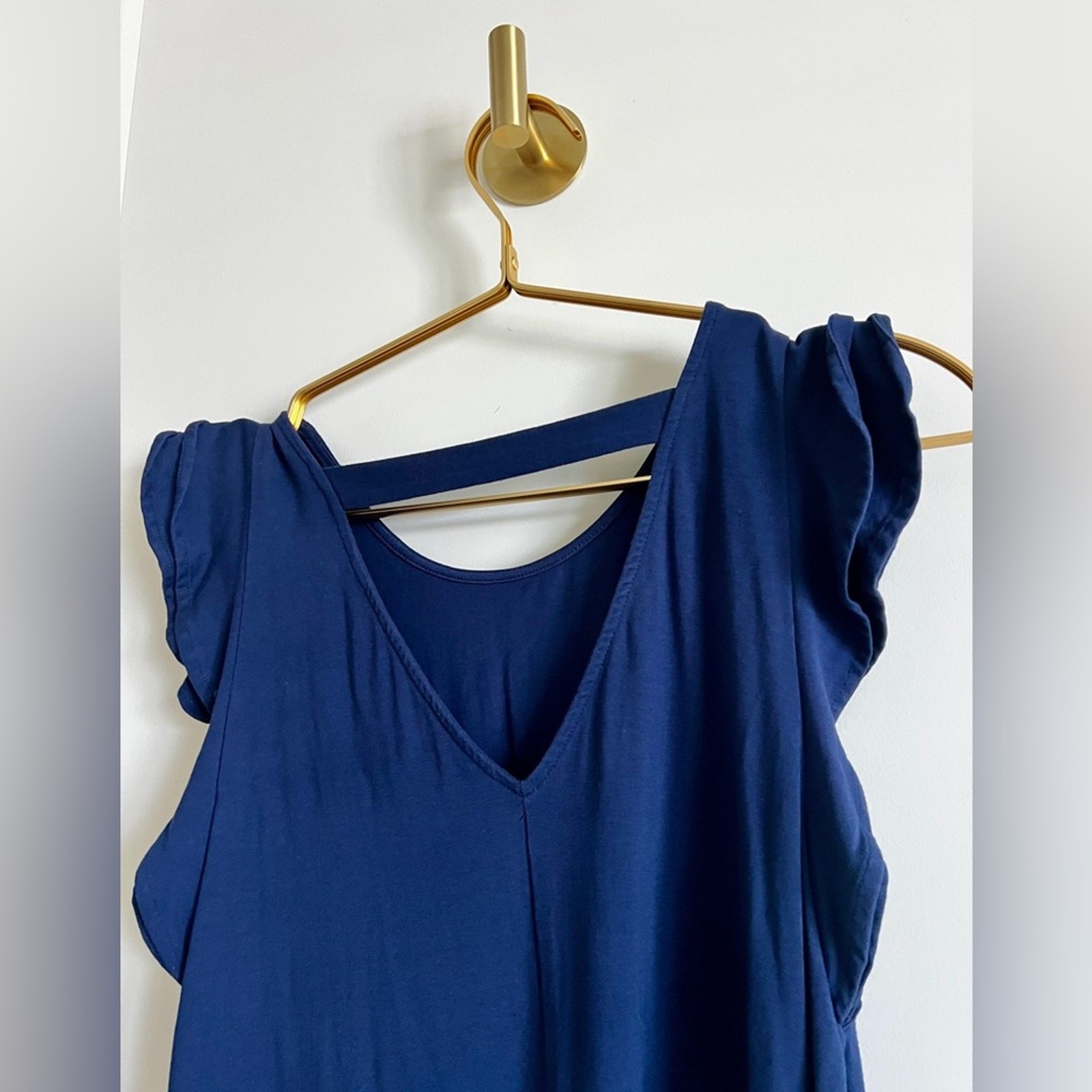 Lilly Pulitzer Dani Ruffle Swing Dress True Navy XS Flutter Sleeve V-Back A-Line