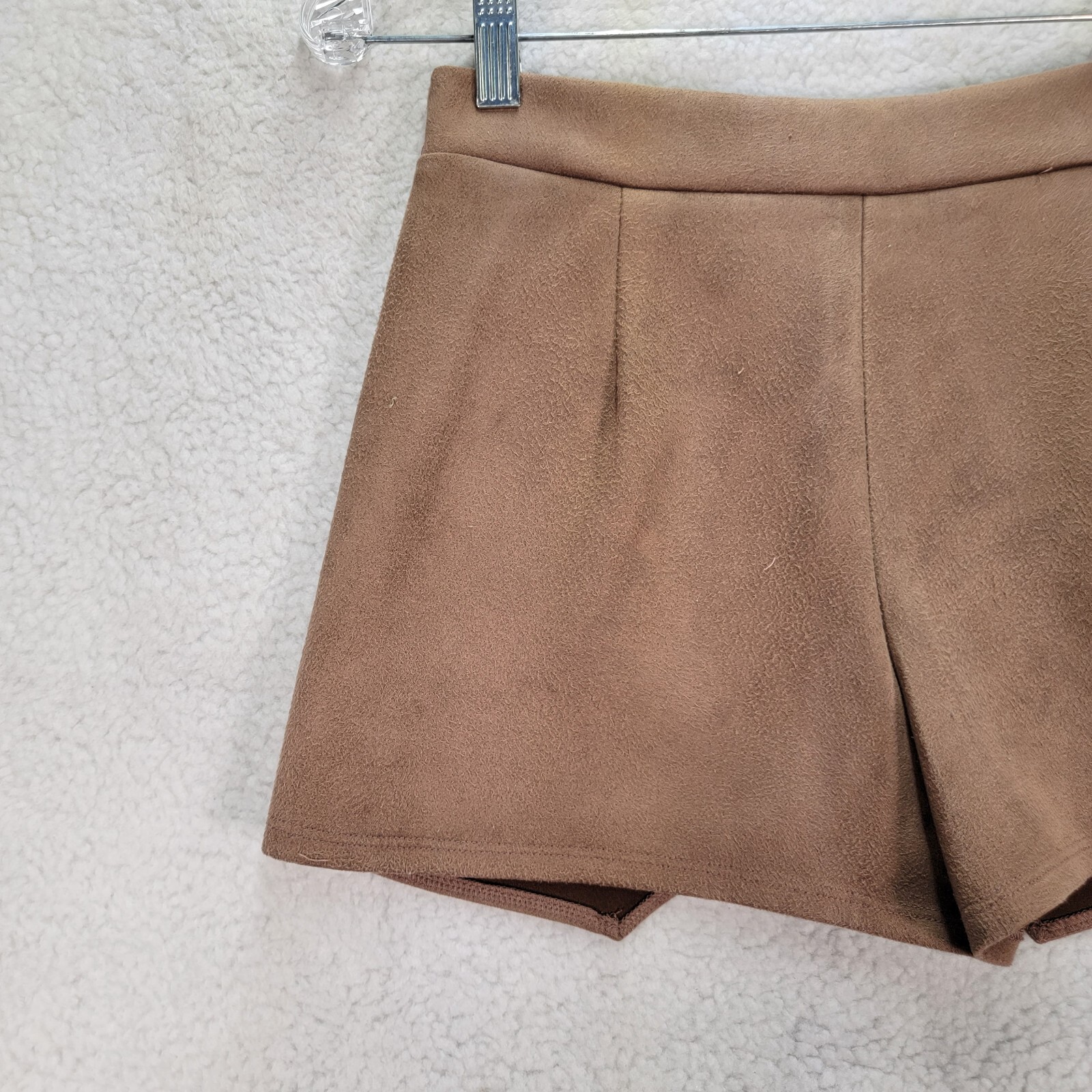 Fawn Brown Faux Suede Pull On Clubwear Mini Sexy Skort Womens Skirt Size S