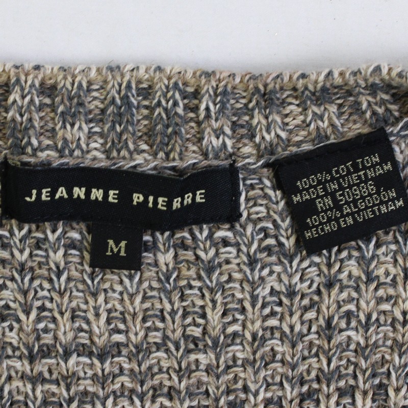 Jeanne Pierre Beige and Gray Marled Knit Cotton Sweater Women’s Size Medium
