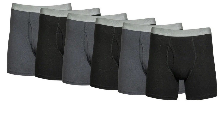 Mens George (6) Pack Black & Gray Stretch Boxer Brief Size: XL (40-42) NWT