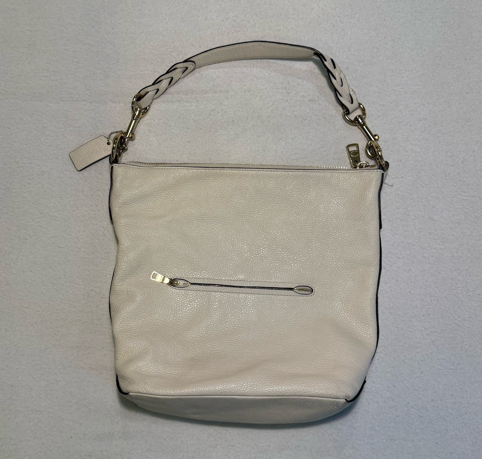 Coach Edie 31 F31507 Pebbled Leather Shoulder Bag Chalk Gold Hardware +New Strap