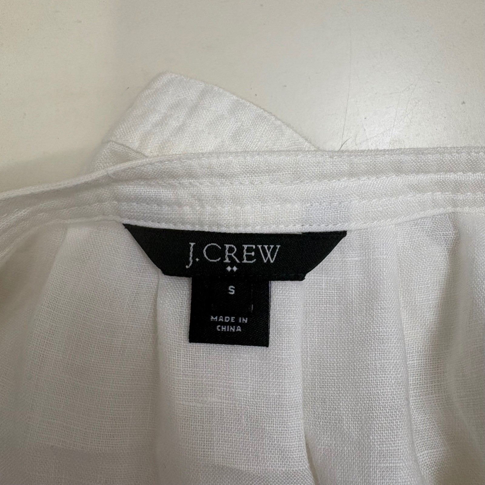 J.Crew 100% Linen Blouse S White Coastal Chic Top Capsule Minimalist Classic