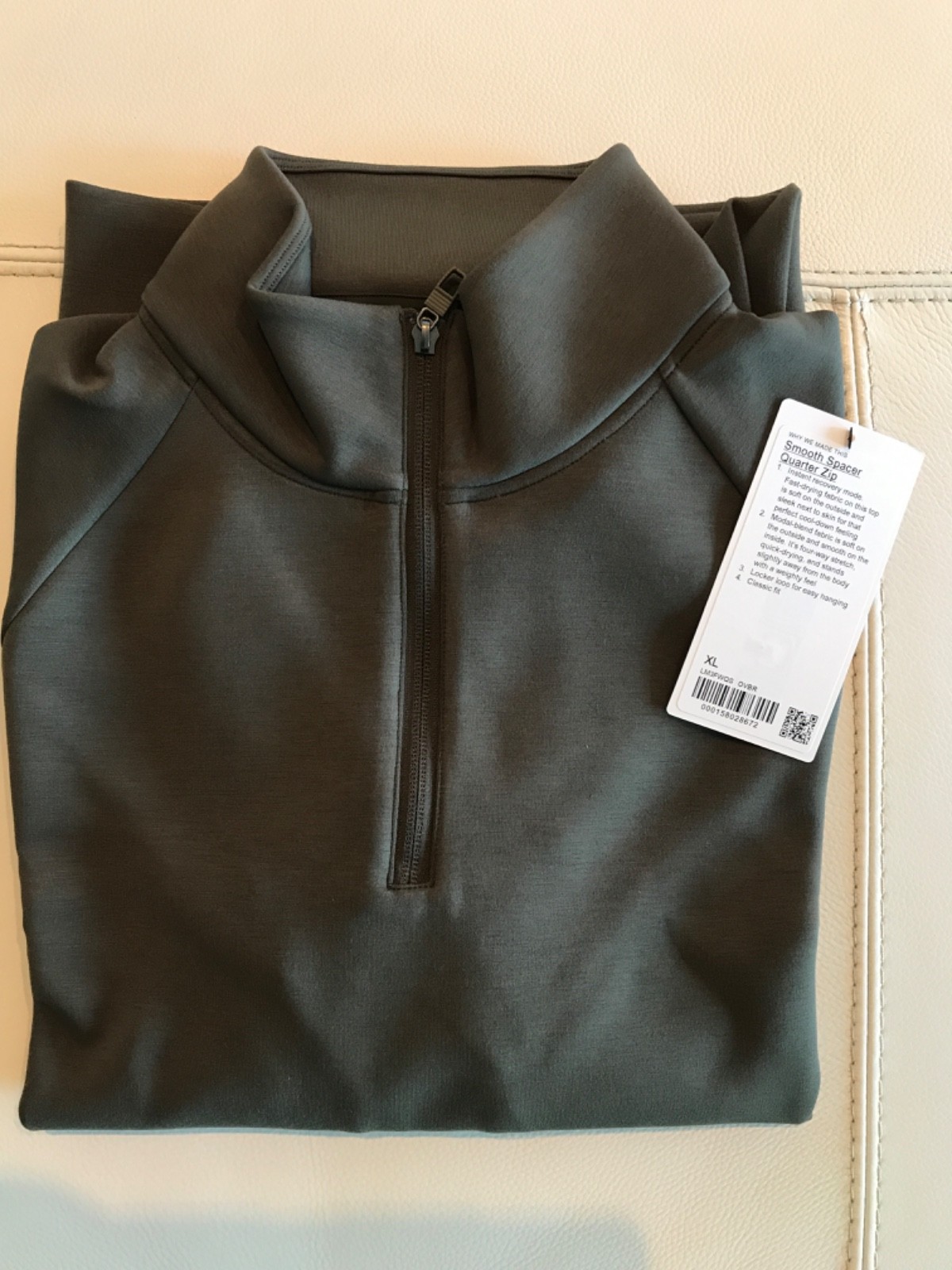 LULULEMON MEN’S SMOOTH SPACER QUARTER ZIP PULL-OVER- SIZE: XL -NEW WITH TAGS