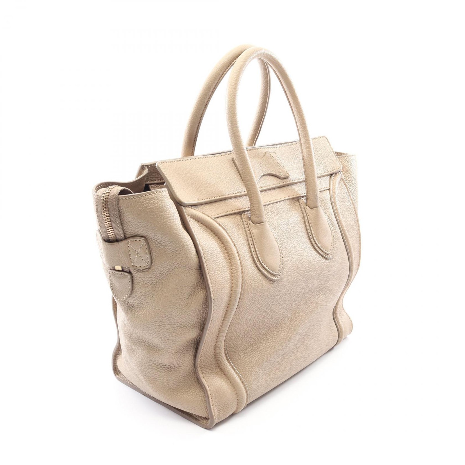 CELINE Luggage mini shopper Handbag 165213 leather Beige Used Women