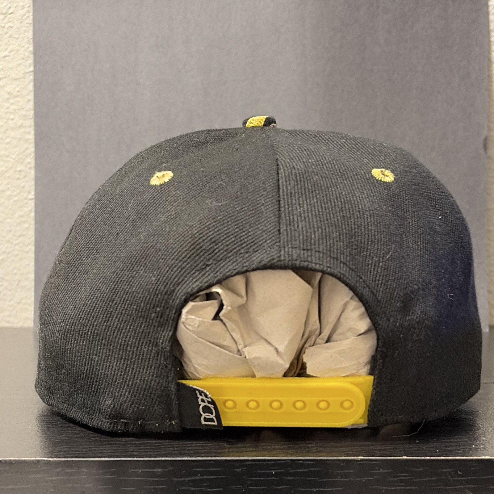 DOPE Black Yellow Geometric Brim Snapback Cap Adjustable Unisex Hip Hop