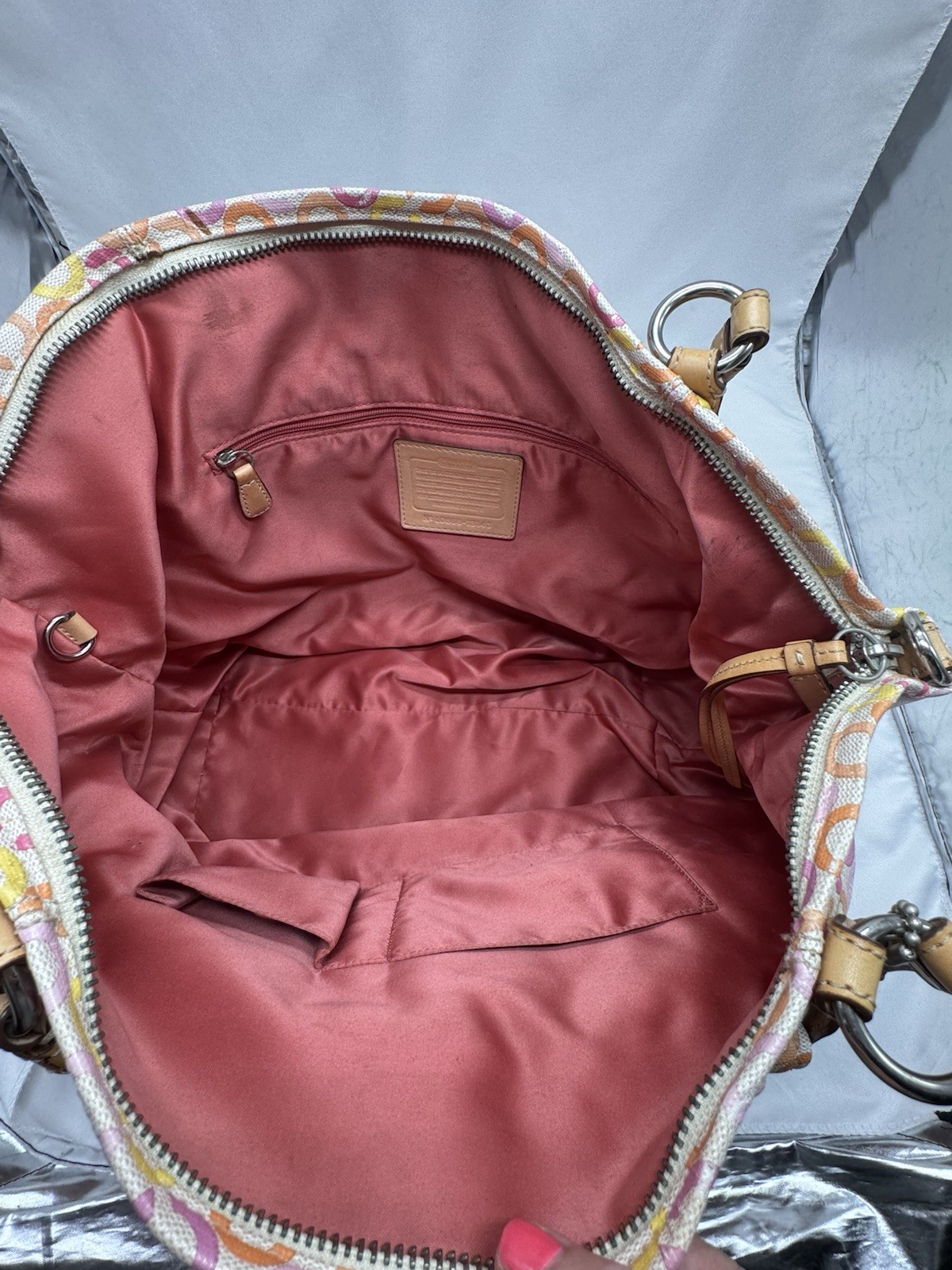 COACH Leah Signature Muti-color Shopper Tote Bag Laptop Commuter Office Shoulder