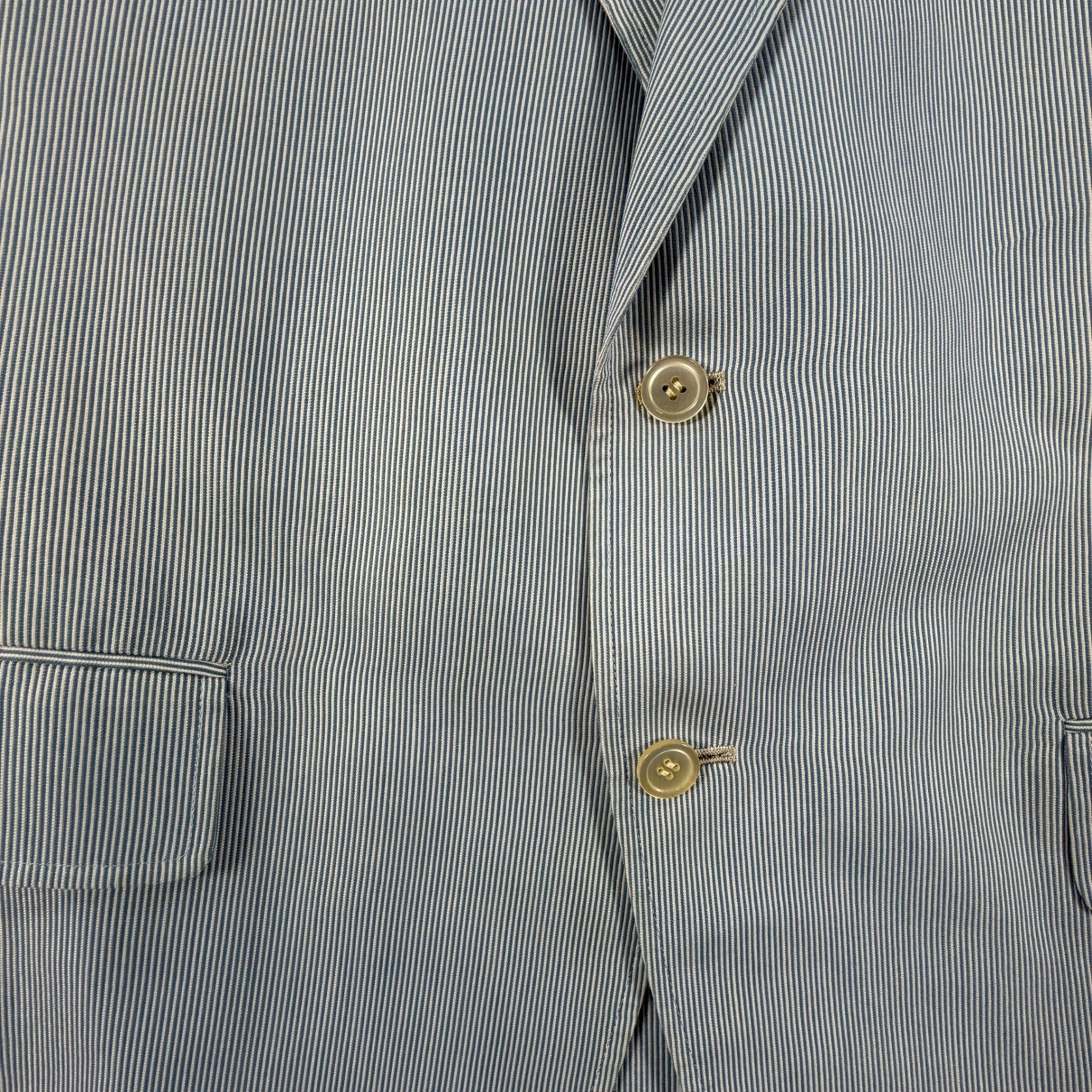 Vintage Haspel Seersucker Blazer 42R Mens Blue White Pinstripe Coat Suit Jacket