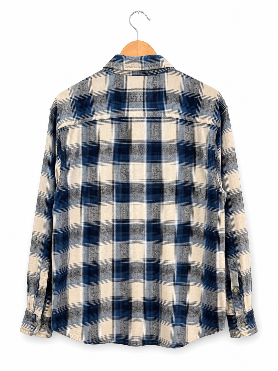 Bass Pro Shops Flannel Shirt Mens Large Blue Plaid Button Up Long Sleeve Cotton